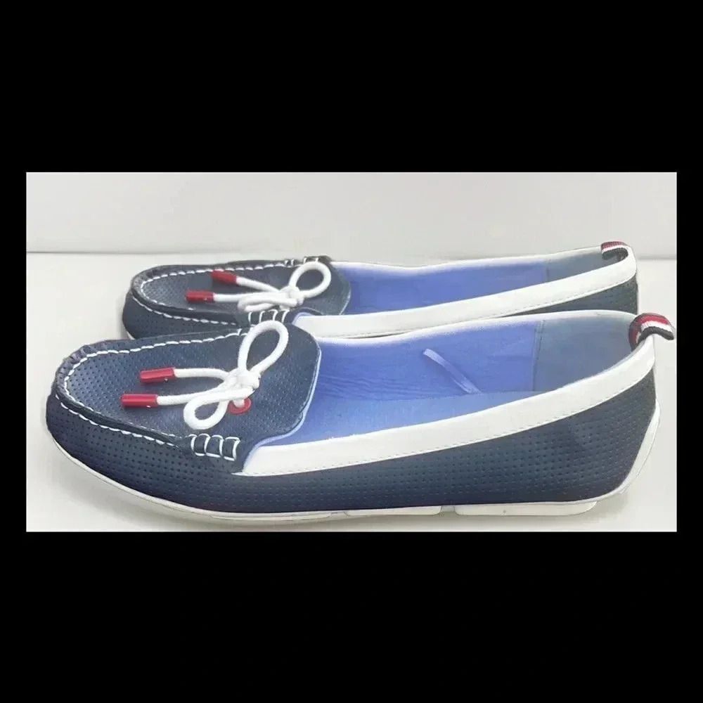 Tommy Hilfiger Womens TWHarisen 2-C Blue Perforated Driving Flats Size 8.5 - Picture 5 of 8